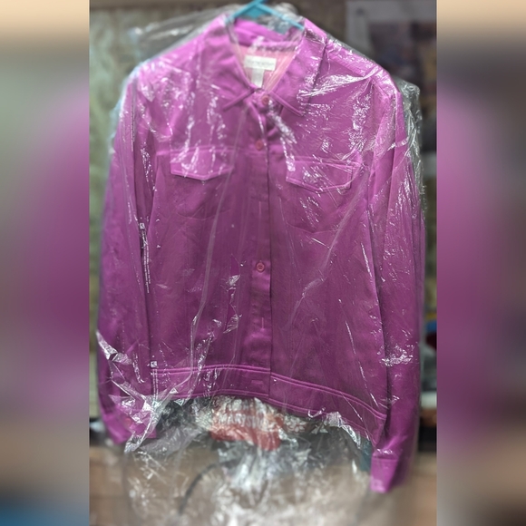 Purple, Teal Green, Pink Worthington Silk Blouse Jackets Size Large - Picture 8 of 9